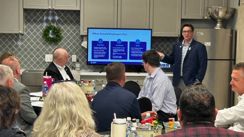 TXEAHC board member Charles Miller delivers a presentation to the Hotel Association of Tarrant County, Texas