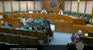 TXEAHC Board Member Charles Miller testifying before the Texas House Committee on Insurance