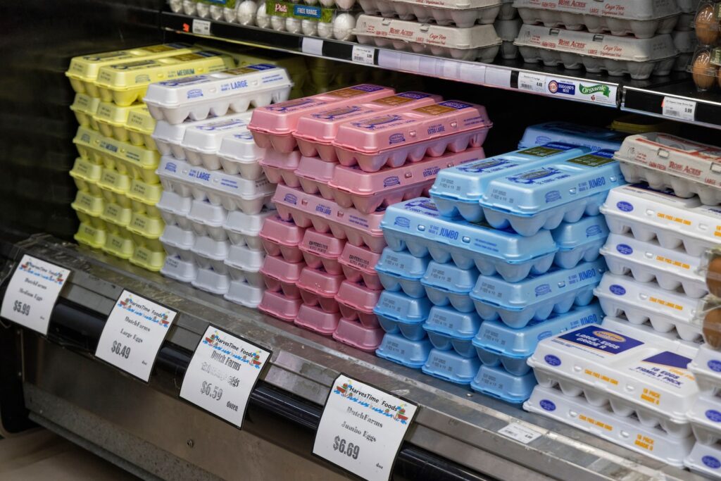 Eggs at a grocery store