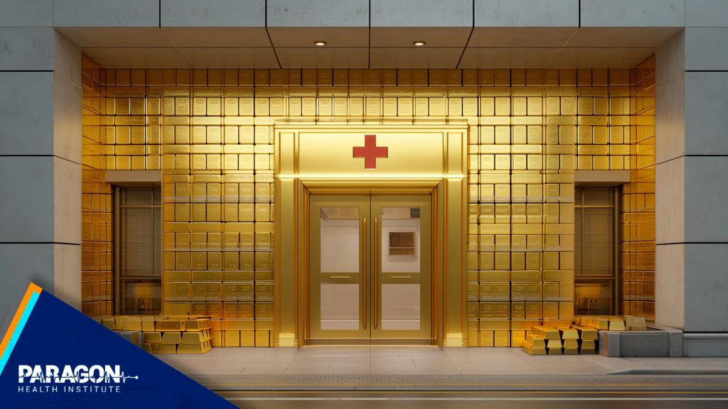 Hospital entrance made of gold