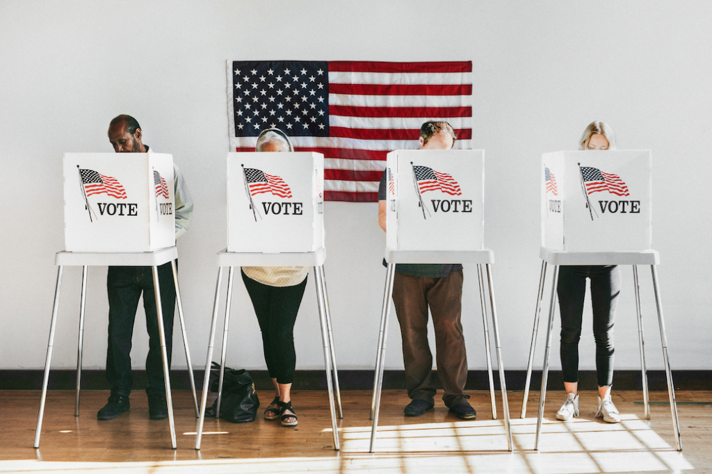 Voters casting ballots